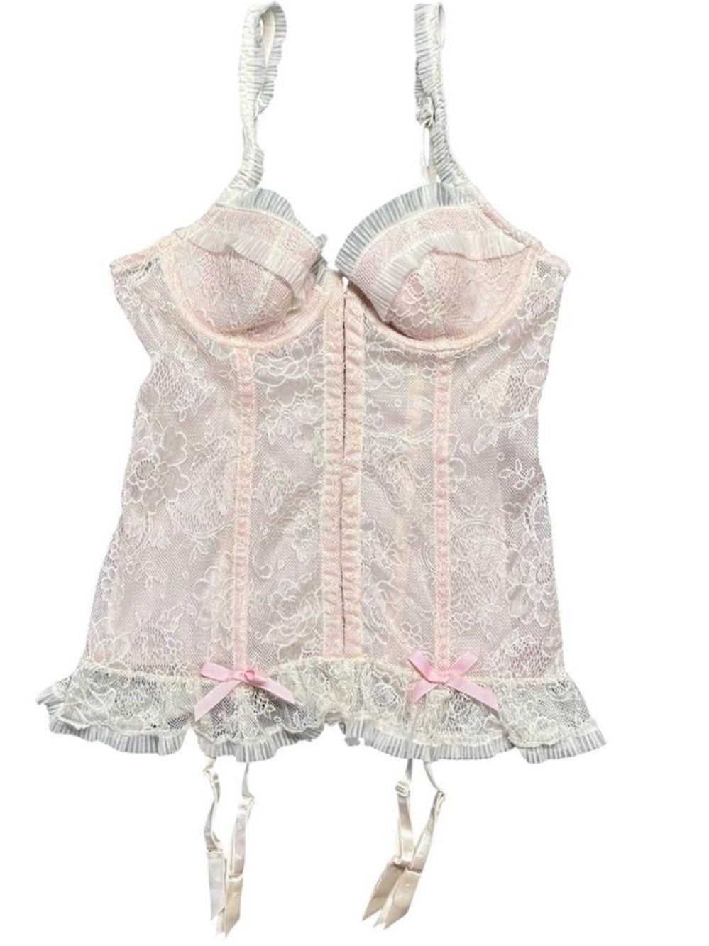 Victoria’s Secret Sexy Little Things Y2K Corset Bustier Cream Pink Lace 36B